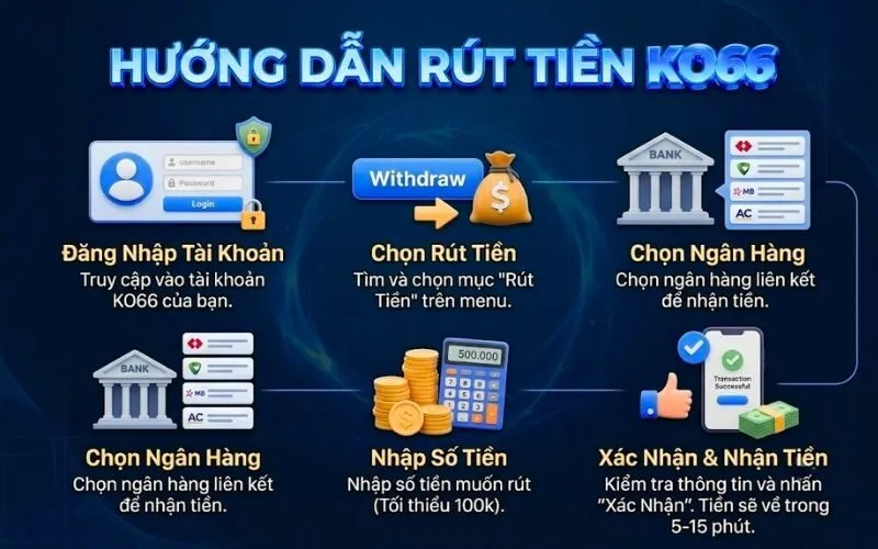 Hướng dẫn các bước rút tiền KO66